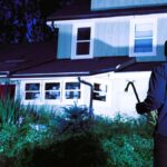 robber on the background of the house