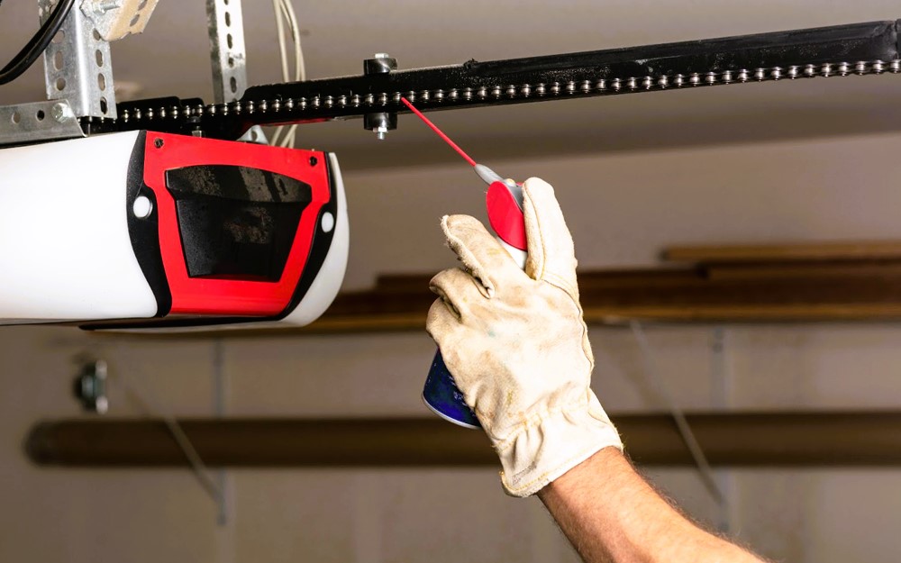 Oiling the garage opener.